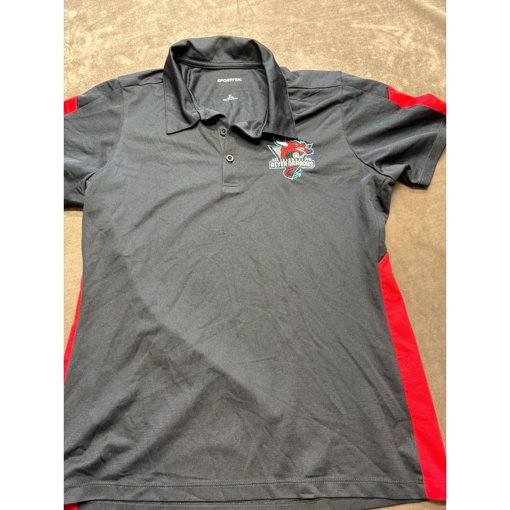 SPORT TEK Ladies River Dragons Polo Shirt Gray Red‎ Athletic Performance M